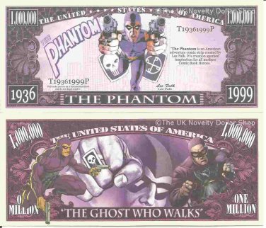 The Phantom The Ghost Who Walks Million Dollar Bills x 2 Comic Book Hero
