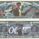 Timothy Dalton as 007 James Bond Commemorative Million Dollar Bills x 2