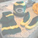 green bay hat, scarf, slippers