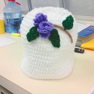 white hat with purple rose