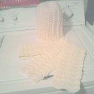 white zigzag hat with matching scarf