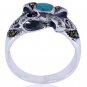 sterling silver 925 marcasite & turquoise gem size O