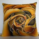 Yellow rose design on 16"x16" batik painted cushion cover