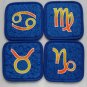 Twelve astro signs-a set of10cm.x10cm. batik painted coasters