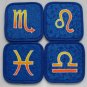 Twelve astro signs-a set of10cm.x10cm. batik painted coasters