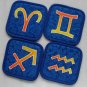 Twelve astro signs-a set of10cm.x10cm. batik painted coasters