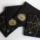 Black Halloween-a set of four 11cm.x11cm. painted cotton coasters Black Halloween-a set of four 11cm.x11cm. painted cotton coasters