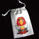 Little Parrot-cross stitch on 5"x7"white denim drawstring pouch Little Parrot-cross stitch on 5"x7"white denim drawstring pouch