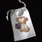 Little mouse-cross stitch on 5"x7"white denim drawstring pouch