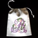 Letter B -cross stitch on 8"x 9"white denim drawstring pouch Letter B -cross stitch on 8"x 9"white denim drawstring pouch
