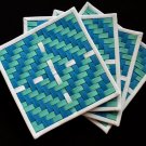 Blue and green-a set of four 4.5"x 4.5" woven coasters Blue and green-a set of four 4.5"x 4.5" woven coasters