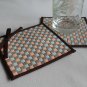 Plaid and bow-a set of two 11cm.x11.5 cm. woven coasters