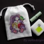 Little rabbit -cross stitch on 5"x7"white denim drawstring pouch