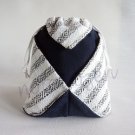Multi-purpose Origami Drawstring Pouch size18x20cm.Black and white striped hand-woven cotton Multi-purpose Origami Drawstring Pouch size18x20cm.Black and white striped hand-woven cotton