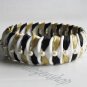 Recycled Bottle Caps Bracelet/women bangle(3)-black and gold/red and blue ribbon wrapped and beads