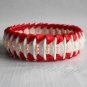 Recycled Bottle Caps Bracelet/women bangle(4)-black/red ribbon and color beads/handmade jewelry
