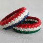 Recycled Bottle Caps Bracelet/women bangle(5)-red and green/red and blue ribbon wrapped and beads