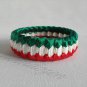 Recycled Bottle Caps Bracelet/women bangle(5)-red and green/red and blue ribbon wrapped and beads