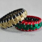 Recycled Bottle Caps Bracelet/bangle(6)-black and gold/red and green ribbon wrappedhandmade jewelry Recycled Bottle Caps Bracelet/bangle(6)-black and gold/red and green ribbon wrappedhandmade jewelry