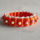 Recycled Bottle Caps Bracelet/bangle(10)-orange ribbon and color beads/women/handmade jewelry Recycled Bottle Caps Bracelet/bangle(10)-orange ribbon and color beads/women/handmade jewelry