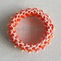Recycled Bottle Caps Bracelet/bangle(10)-orange ribbon and color beads/women/handmade jewelry