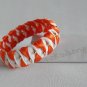 Recycled Bottle Caps Bracelet/women bangle(11)-orange/navy blue chevron wrapped and gold beads