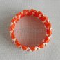 Recycled Bottle Caps Bracelet/women bangle(11)-orange/navy blue chevron wrapped and gold beads