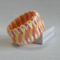 Recycled Bottle Caps Bracelet (14)-pink and yellow/red ribbon"S"shaped wrapped handmade jewelry