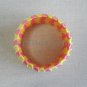 Recycled Bottle Caps Bracelet (14)-pink and yellow/red ribbon"S"shaped wrapped handmade jewelry