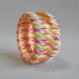 Recycled Bottle Caps Bracelet (14)-pink and yellow/red ribbon"S"shaped wrapped handmade jewelry