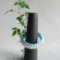 Recycled Bottle Caps Bracelet/women bangle(9)-light blue ribbon and color beads/handmade jewelry
