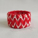 Recycled Bottle Caps Bracelet/woman bangle(16)-Chevron red ribbon and gold beads handmade jewelry Recycled Bottle Caps Bracelet/woman bangle(16)-Chevron red ribbon and gold beads handmade jewelry