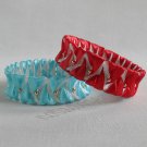Recycled Bottle Caps Bracelet/women bangle(17)-Heart red/ blue ribbon wrapped and gold beads Recycled Bottle Caps Bracelet/women bangle(17)-Heart red/ blue ribbon wrapped and gold beads