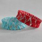 Recycled Bottle Caps Bracelet/women bangle(17)-Heart red/ blue ribbon wrapped and gold beads