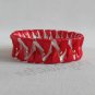 Recycled Bottle Caps Bracelet/women bangle(17)-Heart red/ blue ribbon wrapped and gold beads