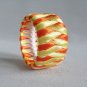 Recycled Bottle Caps Bracelet/women bangle(19)-yellow and orange ribbon wrapped/handmade jewelry
