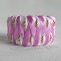 Recycled Bottle Caps Bracelet/fish bone stitch(15)-purple ribbon and gold  beads handmade jewelry