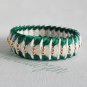 Recycled Bottle Caps Bracelet/women bangle(21)-red/green ribbon and gold beads/handmade jewelry