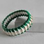 Recycled Bottle Caps Bracelet/women bangle(21)-red/green ribbon and gold beads/handmade jewelry