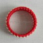 Recycled Bottle Caps Bracelet/women bangle(21)-red/green ribbon and gold beads/handmade jewelry