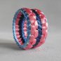 Recycled Bottle Caps Bracelet/women bangle(22)-Pink and blue ribbon stripe wrapped/handmade jewelry