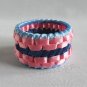 Recycled Bottle Caps Bracelet/women bangle(22)-Pink and blue ribbon stripe wrapped/handmade jewelry
