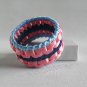Recycled Bottle Caps Bracelet/women bangle(22)-Pink and blue ribbon stripe wrapped/handmade jewelry