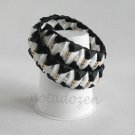 Recycled Bottle Caps Bracelet/Double/infinity handmade bangle(23)-black ribbon wrapped and beads