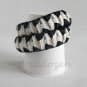 Recycled Bottle Caps Bracelet/Double/infinity handmade bangle(23)-black ribbon wrapped and beads
