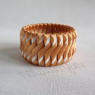 Recycled Bottle Caps Bracelet /Wave design bangle(28)-Brown ribbon"S"shaped wrapped handmade jewelry