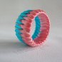 Recycled Bottle Caps Bracelet/two tone stripe bangle(29)-pink and blue ribbon wrapped/women