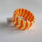 Recycled Bottle Caps Bracelet/Chevron bangle(30)-orange and yellow ribbon wrapped/handmade