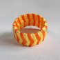 Recycled Bottle Caps Bracelet/Chevron bangle(30)-orange and yellow ribbon wrapped/handmade