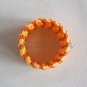 Recycled Bottle Caps Bracelet/Chevron bangle(30)-orange and yellow ribbon wrapped/handmade
